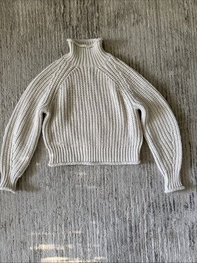 H&M Cream High-Neck Chunky Knit Sweater
